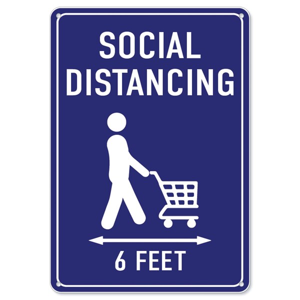Signmission OSHA, Social Distancing 6 Feet, 14in X 10in Rigid Plastic, 14" W, 10" H, Social Distancing 6 Feet OS-NS-P-1014-25595 - main